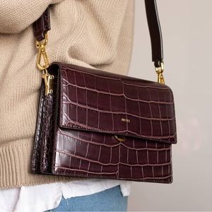 JW PEI burgundy mini flap crossbody